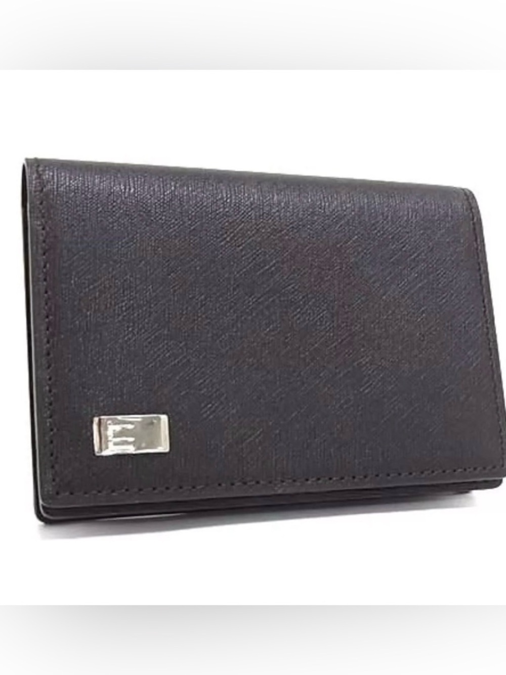Dunhill Black Leather Wallet with Silver Accent